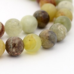 Natur Xiuyan Jade runde Perle Stränge, 8 mm, Bohrung: 1 mm, ca. 49 Stk. / Strang, 15.7 Zoll