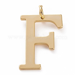 Золотые латунные подвески, долговечный, буквы, буква f, 27x19x1.5 мм, отверстие : 3.5 мм