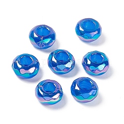 Abalorios acrílicos opacos, color de ab, facetados, rerondana plana, azul, 13x7.2mm, agujero: 5.8 mm