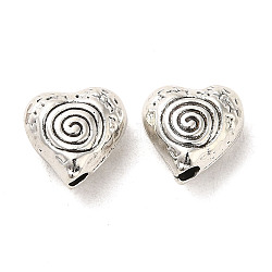 Perline in lega stile tibetano,  cadmio& piombo libero, cuore con vortice, argento antico, 8.5x8.5x4.5mm, Foro: 1.6 mm, 1086pcs/1000g