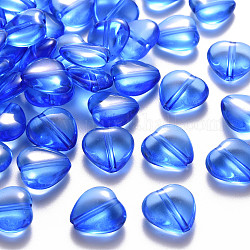 Transparente Acryl Perlen, Herz, Blau, 13.5x13.5x5.5 mm, Bohrung: 1.5 mm, ca. 775 Stk. / 500 g