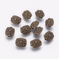 Perles en alliage de style tibétain, couleur de bronze antique, rectangle, sans plomb et sans cadmium,  largeur de 11 mm, Longueur 13mm, épaisseur de 6.5mm, Trou: 1.5mm