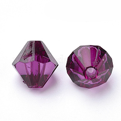 Transparent Acrylic Beads, Bicone, Purple, 4x4mm, Hole: 1.2mm, about 17000pcs/500g