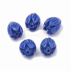 Perles de corail synthétiques teintes, fleur de jasmin, bleu, 10.5~11x8~9mm, Trou: 1mm