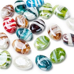 Manuell Murano Glas Perlen, perlig, Oval, Mischfarbe, 18x14x8 mm, Bohrung: 2 mm
