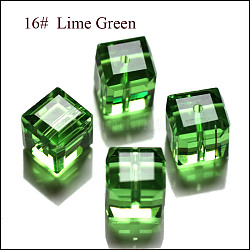 Perles d'imitation cristal autrichien, grade AAA, facette, cube, lime green, 8x8x8 mm (taille dans la plage d'erreur de 0.5~1 mm), Trou: 0.9~1.6mm