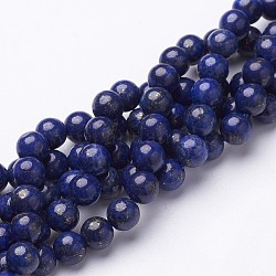 16 pouce de qualité un brin de perles de lapis-lazuli naturel teint rond, 4mm, Trou: 1mm, Environ 92 pcs/chapelet, 16 pouce.