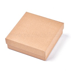Portagioie in carta kraft quadrata, scatole collana, con spugna nera, Burlywood, 11.2x11.2x3.8cm