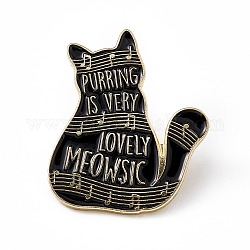 Эмалированная булавка с мультяшным котом, брошь на музыкальную тематику из легкого золотого сплава для рюкзака, одежды, слово, 30x25x2 мм, штифты : 1.3 мм