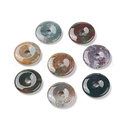 Donut/pi disco colgantes de piedras preciosas naturales, ágata india, ancho de la rosquilla: 12 mm, 30x5mm, agujero: 6 mm