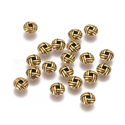 Zinc Alloy Spacer Beads, Flat Round, Cadmium Free & Nickel Free & Lead Free, Antique Golden, 6x3.2mm, Hole: 2mm