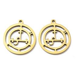 201 Stainless Steel Sigil of Lilith Pendants, Laser Cut, Golden, Flat Round, 17x15x1mm, Hole: 1.2mm, 5pcs/bag