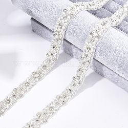 ウェディングドレス用chgcraft模造真珠ブライダルベルト  ヴィンテージサッシウェディングベルト  プラスチックとガラスビーズのリボン  ホワイト  36-5/8インチ（93cm）  1個/箱