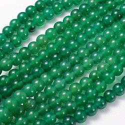 Rond vert naturel onyx agate perles brins, teinte, 8mm, Trou: 1.5mm, Environ 48 pcs/chapelet, 15.1 pouce