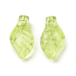Charms de acrílico transparente, para los pendientes de los accesorios, charms de la hoja, amarillo verdoso, 9.7x5.5x3.6mm, agujero: 1.2 mm