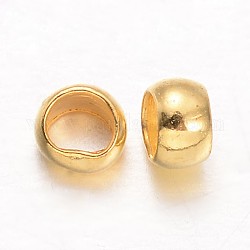 Rondelle латунь обжимной бисер, золотые, 3x2 мм, отверстие : 1.5~2 мм, Около 5200 шт / 200 г