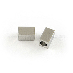 201 perline in acciaio inossidabile, cuboide, colore acciaio inossidabile, 5x3x3mm, Foro: 2 mm