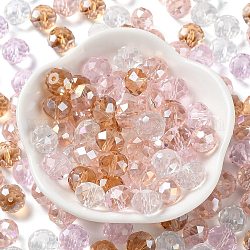 Perle di vetro, sfaccettato, rondelle, perla rosa, 10x8mm, Foro: 1 mm, circa 560pcs/500g
