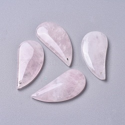 Ciondoli quazo rosa naturale, lacrima, 43~44x21x6mm, Foro: 1.8 mm