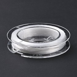 Flat Elastic Crystal String, Elastic Beading Thread, for Stretch Bracelet Making, White, 0.8mm, about 10.93 yards(10m)/roll