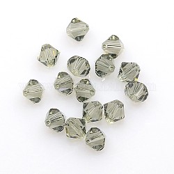 Austrian Crystal Beads, 5301 6mm, Bicone, Black Diamond, Size: about 6mm long, 6mm wide, Hole: 1mm