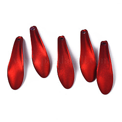 ゴム引きスタイルの不透明なアクリルパーツ  花びら  暗赤色  32.5~33.5x9.7x5mm  穴：1.4mm