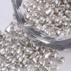 Plated Glass Seed Beads, For Nail Art Decoration, No Hole/Undrilled, Chip, Silver, 1~4x1~1.5x1~1.5mm, about 450g/bag