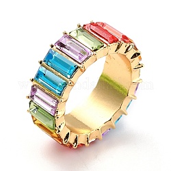 Кольцо на палец со сверкающими стразами, плоское кольцо на палец для женщин, золотой свет, красочный, размер США 7 3/4 (17.9 мм)