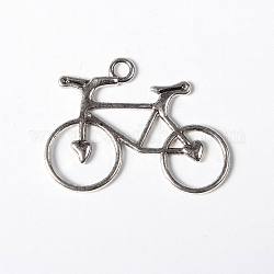 Tibetan Style Alloy Pendants, Cadmium Free & Lead Free, Bicycle, Antique Silver, 23x31x2mm, Hole: 2mm