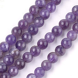 Chapelets de perles en améthyste naturelle, ronde, 6mm, Trou: 0.8mm, Environ 62~65 pcs/chapelet, 15.3 pouce