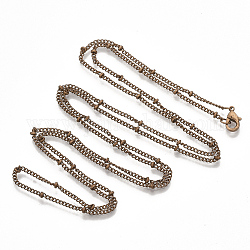 Messingbeschichtete Eisen Bordsteinkette Halskette Herstellung, mit Perlen und Karabinerverschlüssen, Rotkupfer, 32 Zoll (81.5 cm)