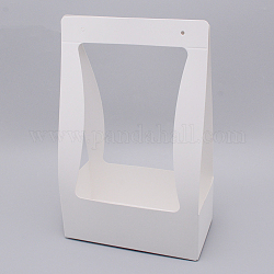 Складная бумажная коробка, портативная подарочная упаковочная коробка, контейнер для кексов для выпечки, прямоугольные, белые, 22.2x11.9x35.4 см