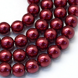 Chapelets de perles rondes en verre peint, brun, 8~9mm, Trou: 1mm, Environ 105 pcs/chapelet, 31.4 pouce
