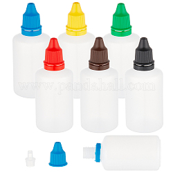 Benecreat 6 juegos de 6 colores de plástico botella cuentagotas vacía para líquido, tapa superior de boca puntiaguda, color mezclado, 3.7x9.5 cm, capacidad: 50ml (1.69fl. oz), 1 set / color
