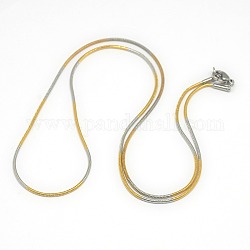 Unisexe à la mode 201 acier inoxydable colliers de chaîne de serpent, avec fermoir pince de homard, or et acier inoxydable Couleur, 19.5 pouce (49.5 cm), 1mm