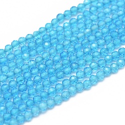 Electrolíticos de cuarzo natural de cristal hebras, facetados, redondo, el cielo azul, 2mm, agujero: 0.5 mm, aproximamente 169 pcs / cadena, 15.7 pulgada (40 cm)