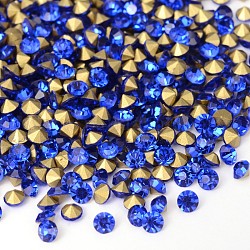Back Plated Grade A Diamond Glass Pointed Rhinestone, Sapphire, 2.7~2.8mm, about 1440pcs/bag