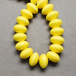 Perles en porcelaine manuelles, porcelaine émaillée lumineux, rondelle, jaune clair, 15x10mm, Trou: 4mm