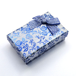Cajas de sistema de la joya de cartón rectangular, 2 ranuras, con bowknot fuera y esponja por dentro, para los anillos y los pendientes, luz azul cielo, 83x53x27mm