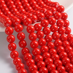 Chapelets de perles en verre peintes, cuisson des peintures, ronde, rouge, 10mm, Trou: 1.3~1.6mm, Environ 80 pcs/chapelet, 31.4 pouce