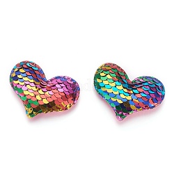 Glitter Sequins Fabric Heart Padded Patches, for DIY Crafts Clothes Hats Hairpin Ornament Accessories, Colorful, 41x54x10mm