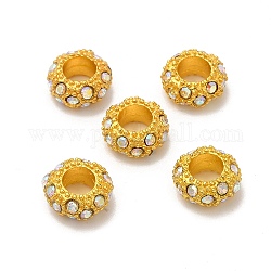 Legierung Rhinestone European Beads, Großloch perlen, AB Farbe, Rondell, golden, 11x6 mm, Bohrung: 5 mm
