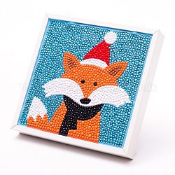 Diy weihnachtsthema diamantmalerei kits für kinder, Fotorahmen mit Fuchsmuster herstellen, mit Harz Strass, Kugelschreiber, Tablettplatte und Leimton, Mischfarbe, 15x15x2 cm