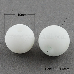 Painted Glass Bead Strands, Rubberized Style, Round, White, 10mm, Hole: 1.3~1.6mm, about 80pcs/strand, 31.4inch