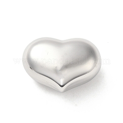 304 perline in acciaio inossidabile, cuore, colore acciaio inossidabile, 22x30x15mm, Foro: 2.5 mm
