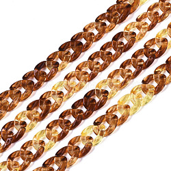 Acrylic Curb Chains, Sienna, Link: 13x10~10.5x2.5~3mm, about 70cm/strand, 27.56 inch
