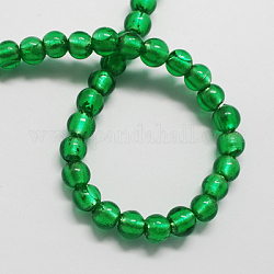 Manuell Silber Folie-Glas Perlen, Runde, grün, 11.5~12.5 mm, Bohrung: 2 mm