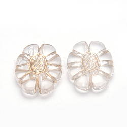 Perles acryliques plaquées, métal enlacée, fleur, clair, 24.5x19x6mm, Trou: 2mm, environ 264 pcs/500 g