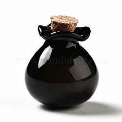 Adorno de botellas de corcho de vidrio con forma de bolsa de la suerte, vaso vacío deseando botellas, viales de diy para decoraciones colgantes, negro, 2.5 cm