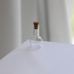 ミニ高ホウケイ酸ガラス ボトル ビーズ容器  ウィッシングボトル  コルク栓付き  ランプ  透明  1.8x3cm